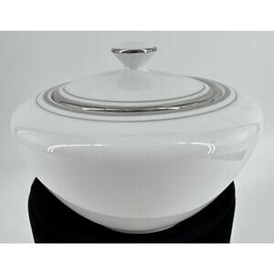 Covered Sugar Bowl Made in Japan Contour China with Platinum Bands Candlelight
